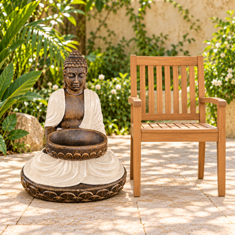 Velký Sedící Buddha s Miskou z Písku a Kamene 80 cm