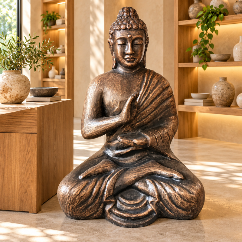 Velký Antický Zlatý Buddha v Meditaci ve Stúpě - 1,5 m
