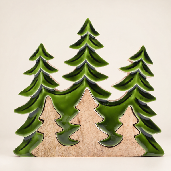 Ztraceni v Lese - 3 Stromy 3D - Dřevěná Dekorace 20x23cm