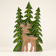 Ztracen v Lese - 3D Dřevěná Dekorace Jelen v Lese - 25x15 cm