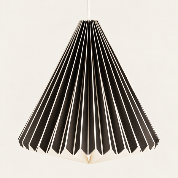 Černé Geometrické Papírové Kuželové Stínidlo na Lampu - Velké