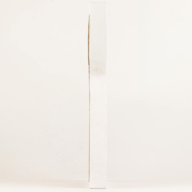 Anděl z mangového dřeva – Bílý nátěr s vyřezávanou železnou dekorací – 39 cm