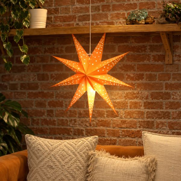 Hvězdicová Lampa – Oranžová Světla – Devíticípá – 45 cm