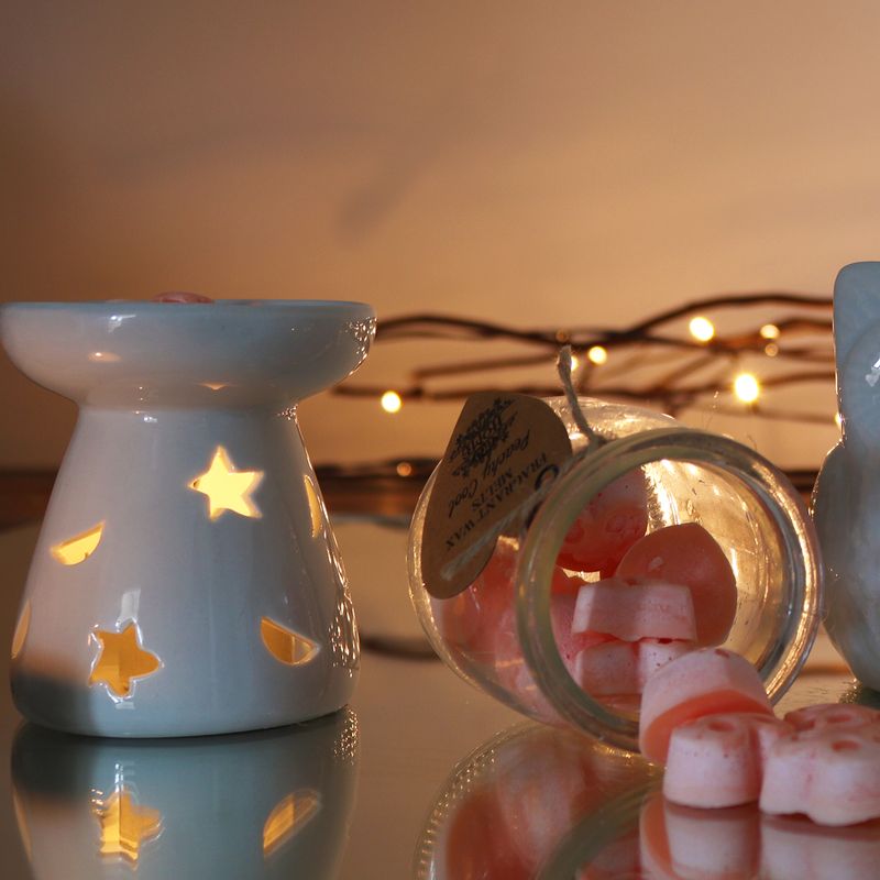 MALÁ Klasická Bílá Aroma Lampa - Měsíc a Hvězdy