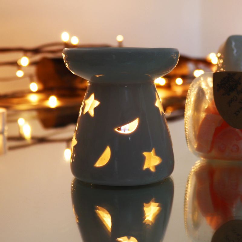 VELKÁ Klasická Bílá Aroma Lampa - Měsíc a Hvězdy