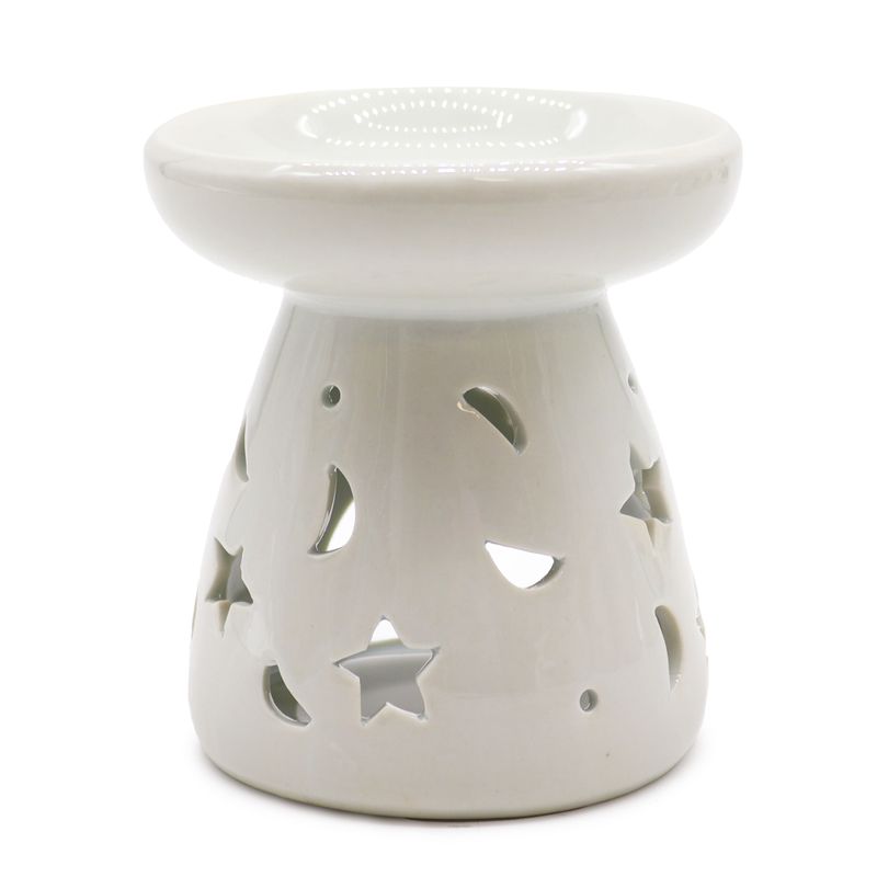 VELKÁ Klasická Bílá Aroma Lampa - Měsíc a Hvězdy
