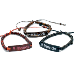 6x Kokosové Náramky se Sloganem - #Friends