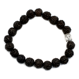 6x Rudraksha Buddha Mala Náramek - Tmavý