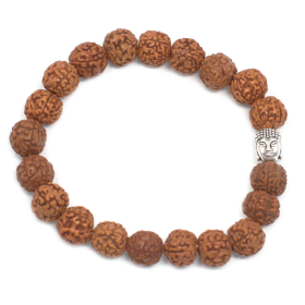 6x Rudraksha Buddha Mala Náramek - Hnědý