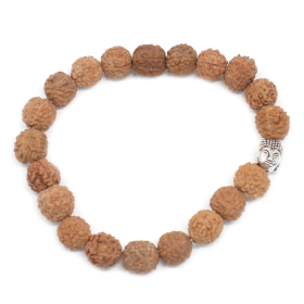 6x Rudraksha Buddha Mala Náramek - Přírodní