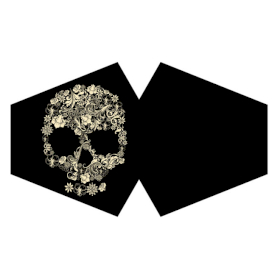 3x Znovu-Použitelná Maska na Tvář (Rouško) - Květinová Lebka (pro dospělé)