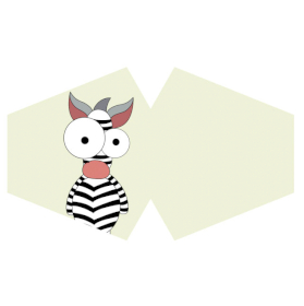 3x Znovu-Použitelná Maska na Tvář (Rouško) - Šílená Zebra (pro děti)