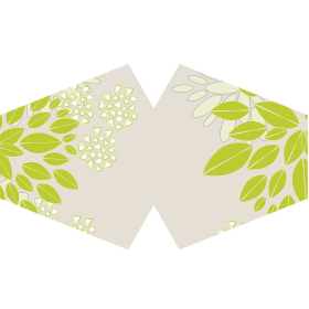 3x Znovu-Použitelná Maska na Tvář (Rouško) - Zelené Listy (pro dospělé)