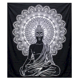 Black & White Přehoz na Postel (Dvojlůžko) - Buddha