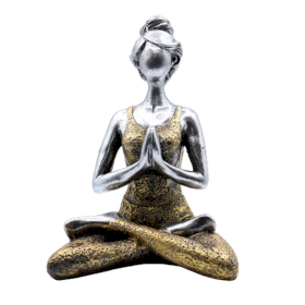 Yoga Lady Figurka -  Stříbrná & Zlatá 24cm
