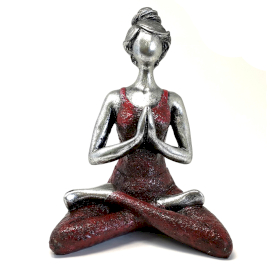 Yoga Lady Figurka -  Stříbrná & Bordová 24cm