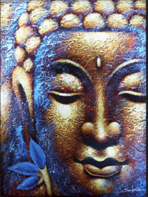 Obraz Buddhu - Zlatá Tvář a Lotosový Květ