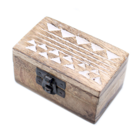 10x Dřevěné Krabičky - Malé - Bílé Vymývané - Aztécký Vzor
