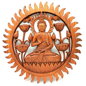 Dekorativní Dřevený Panel - Buddha & Lotos - 40cm