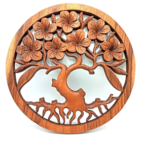 Dekorativní Dřevený Panel - Strom Života - Frangipani - 40cm