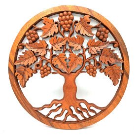 Dekorativní Dřevený Panel - Strom Života - Hrozny - 40cm