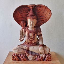 Ručně Vyřezávaná Socha Buddhy - Shiva a Kobra 50cm