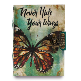 Kožený Zápisník - Never Hide Your Wings - Roztřepeny Okraje Stran