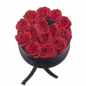 Dárkový Box z Mýdlových Květů - 14 Červených Růží - Kruh