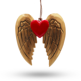 2x Zlaté Vánoční Andělské Křídlo & Srdce - Černý Detail