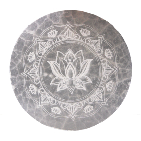 Střední Selenitový Talíř 10cm - Lotos Mandala