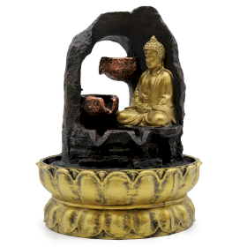Stolní Fontánka - 30cm - Zlatý Meditující Buddha