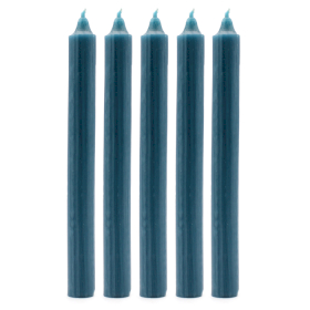 100x Stolní Jednobarevné Svíčky - Rustikální Modro-Zelená