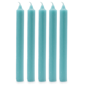 100x Stolní Jednobarevné Svíčky - Rustikální Světlě Modrá