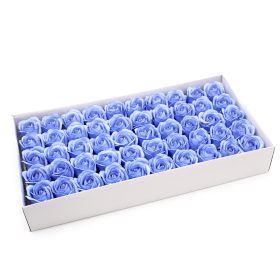 50x Mýdlové Květy - Střední Růže - Modré s Černým Okrajem