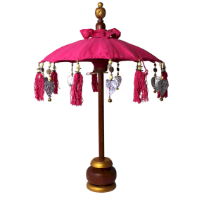 Balinejský Dekorativní Slunečník - Bavlna - Růžový - 40cm