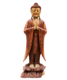 Ručně Vyřezávaná Socha Buddhy - Vítejte - 100cm - Poškozená