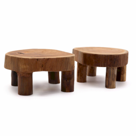 2x Nízký Teakový Stojan - 24x10cm