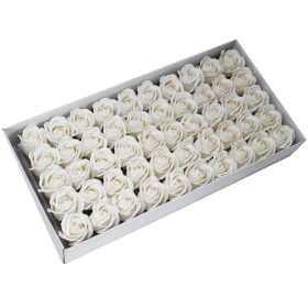 50x Mýdlové Květy - Střední Růže - Bílé