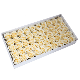 50x Mýdlové Květy - Střední Růže - Krémové