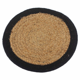 4x Přírodní Prostírání - Juta & Bavlna 30cm - Černý Okraj