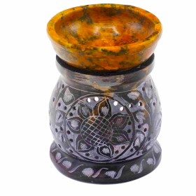 Mastková Aroma Lampa 10.5cm - Květ Mandala - Černá a Žlutá