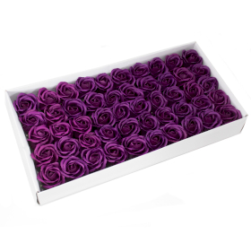 50x Mýdlové Květy - Střední Růže - Tmavě Fialové