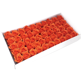 50x Mýdlové Květy - Střední Růže - Tmavě Oranžové
