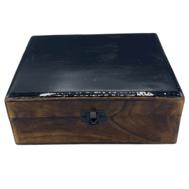 Velká Dřevěná Krabička s Keramickou Glazurou - 20x15x7.5cm - Černá