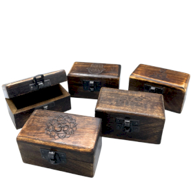 10x Dřevěná Krabička 9x5x4cm - Vyřezávané Vzory - Různé