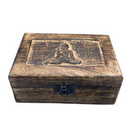 Střední Dřevěná Vzpomínková Krabička 15x10x6cm - Buddha