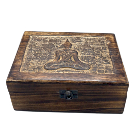 Velká Dřevěná Vzpomínková Krabička 20x15x7.5cm - Buddha
