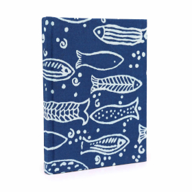 Bavlněný Zápisník 20x15cm - 96 stránek - Indigová Ryba