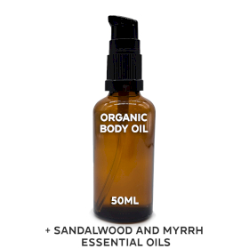10x Organický Tělový Olej 50ml - Santalové Dřevo & Myrha - Bez Etikety
