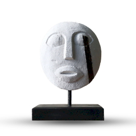 Timorská Kmenová Dekorativní Maska - Bílá - White 27x20cm